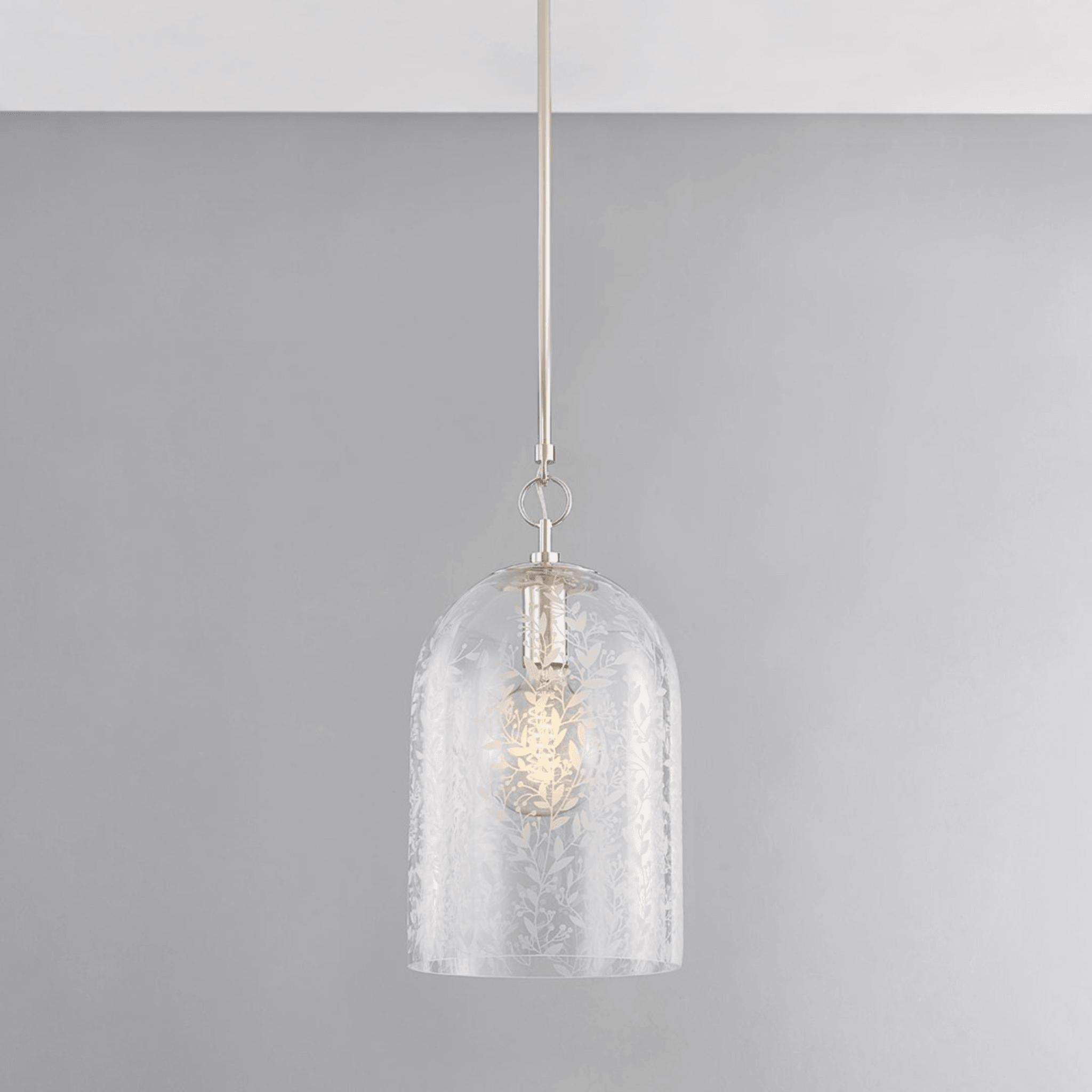 Belleville Polished Nickel & Glass Pendant Light Fixture - 2 Size Options for Kitchen Island or Dining Room Lighting