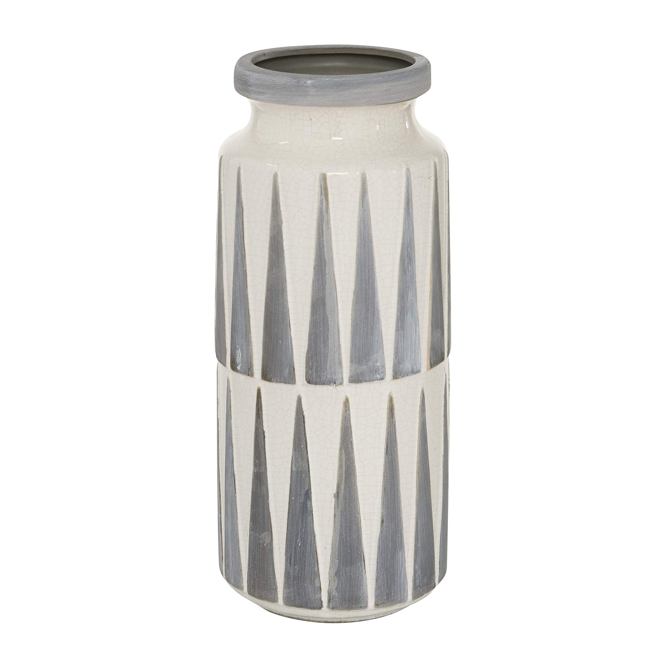 Handmade Grey Ceramic Traditional Vase - 13 Inch Tall x 6 Inch Wide - Elegant Home Decor for Living Room, Dining Table & Wedding Centerpieces