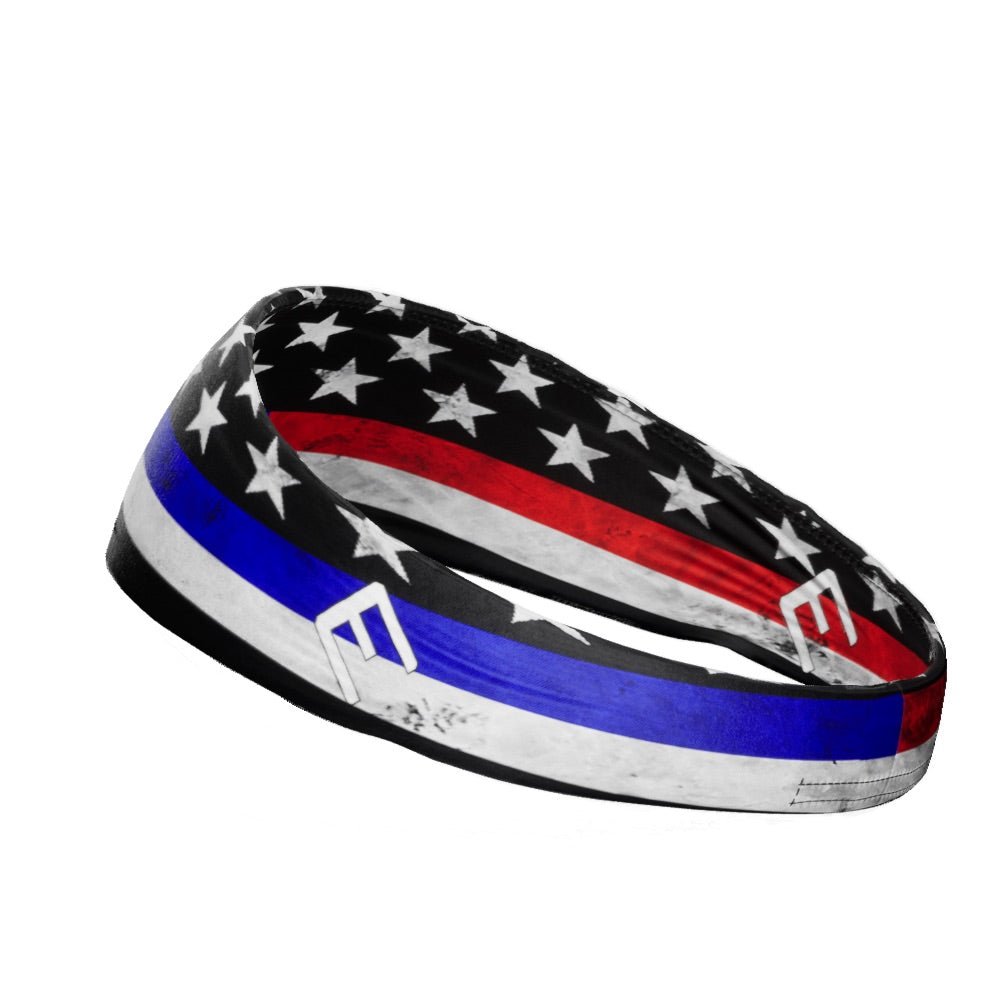 Thin Red and Blue Line Headband - Patriotic Stretchable Hairband for Police & Military Support - Perfect for Workouts, Rallies & Everyday Wear