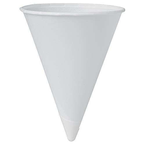 SOLO 4R-2050 4 oz White Paper Cone Cups - Bulk Pack of 5000 - Disposable Drink Cups for Parties, Events, and Catering