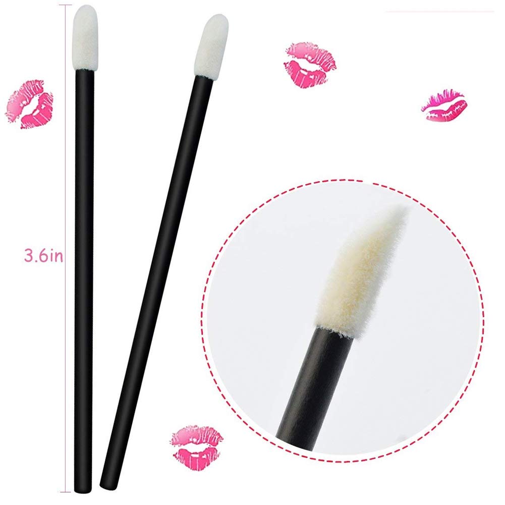 Beito 100 Pcs Disposable Lip Brushes - Lipstick & Gloss Applicator Sticks - Professional Makeup Tools Kit (Black) - Perfect for Salon, Home Use & Travel Makeup Application
