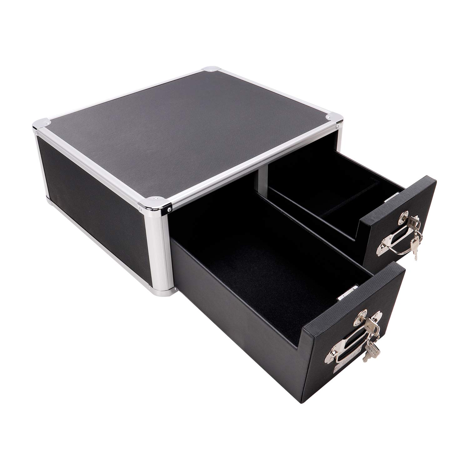 Vaultz Locking 4 x 6 Index Card Cabinet with Double Drawer - Secure Black File Storage Box for Office, School & Home Organization (VZ01395) | Perfect for Document Filing, Recipe Cards & Important Papers