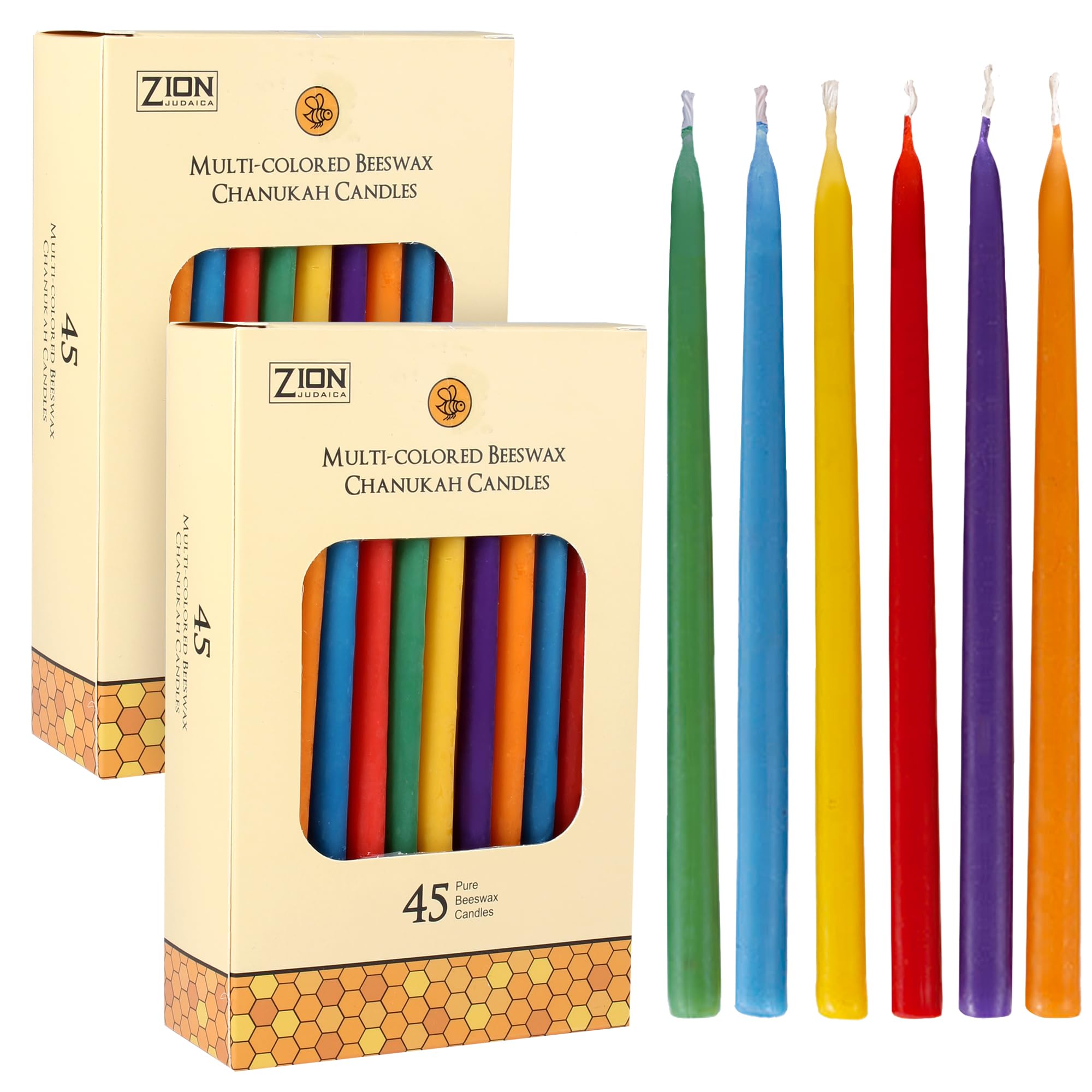 Premium Natural Beeswax Hanukkah Candles - 2 Pack (45 Count) 5.75