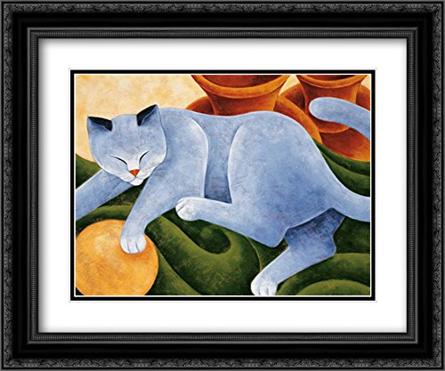 Holmes Kate 17x15 Black Ornate Framed Double Matted Museum Art Print - Cats and Pots Painting - Perfect for Living Room, Bedroom, or Office Wall Decor