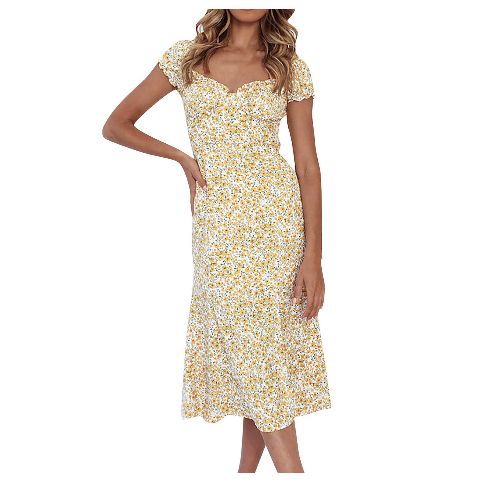 Women's Floral Wrap Maxi Dress - Casual Summer Tank Sun Dress with V-Neck & Short Sleeves - Perfect for Beach, Vacation, and Everyday Wear