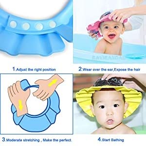 ORBIT HOUSE Baby Shower Cap - Newborn Bath Hat with Eye & Ear Protection for Infants, Waterproof Washable Multicolor (1 Pack) - Perfect for Gentle Hair Washing and Bath Time Safety