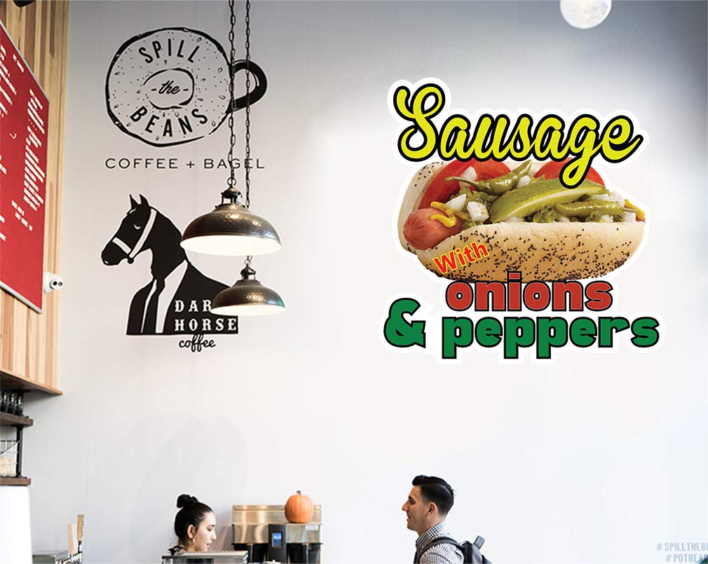 Premium Food Truck Decals - Sausage, Onions & Peppers Design - High-Quality Die-Cut Vinyl Sticker Sign for Concession Stands & Restaurants - 48 Inch Large Size - Perfect for Food Trucks, Mobile Kitchens & Outdoor Catering Businesses