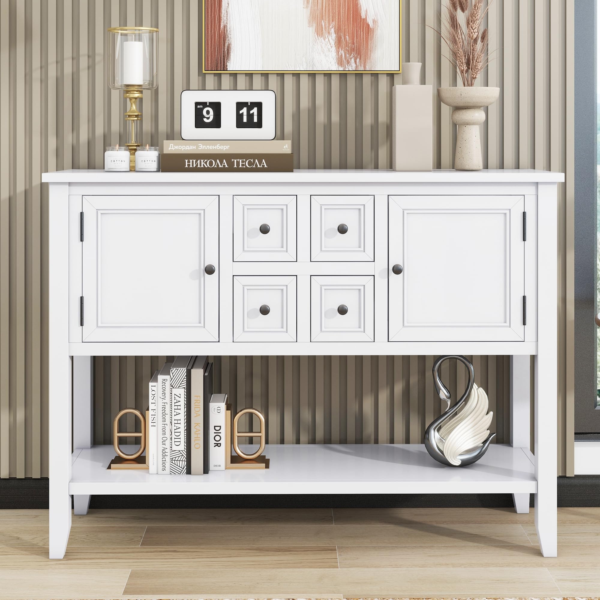 Harper & Bright White Buffet Cabinet - Kitchen Storage Sideboard with Drawers & Cabinets for Dining Room