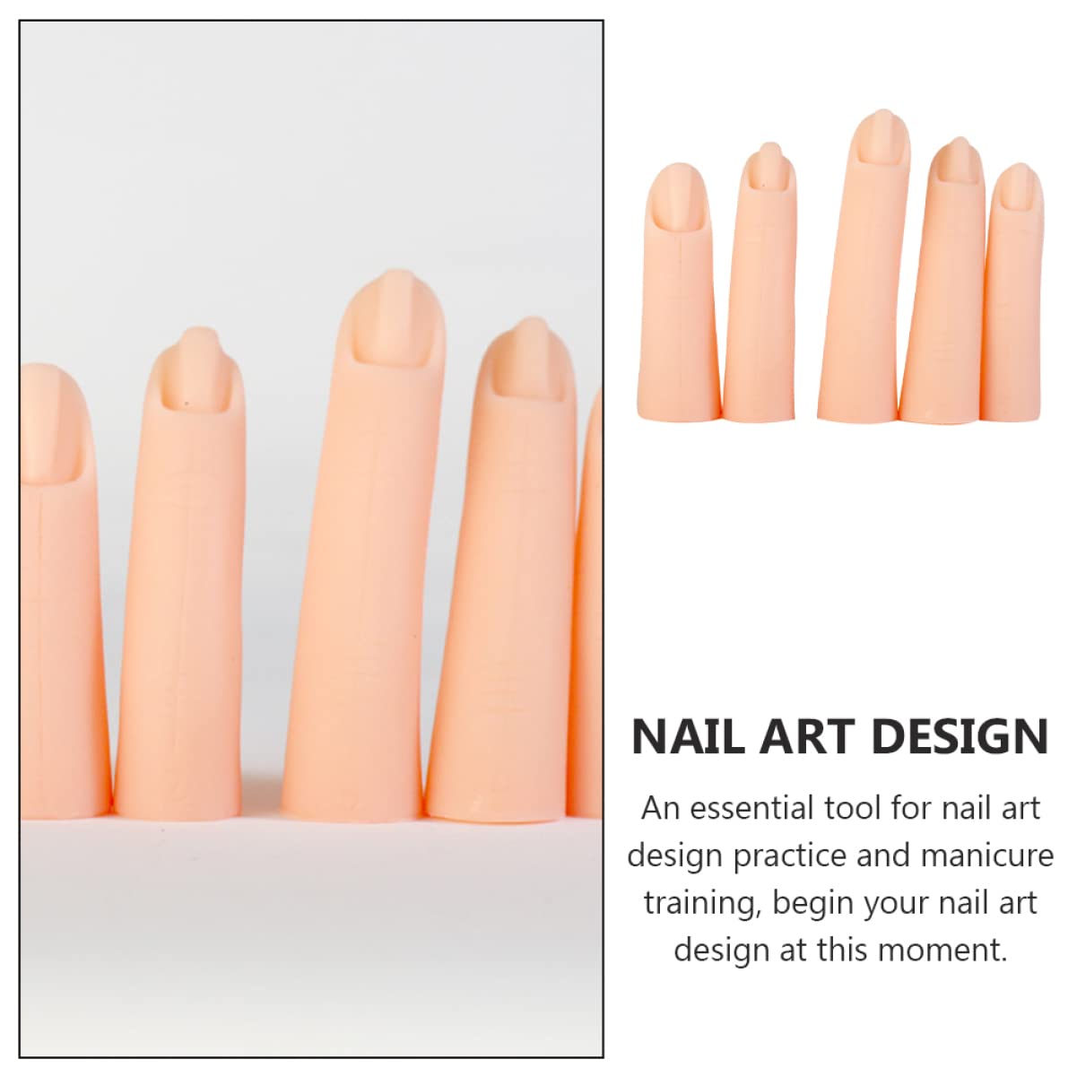 FOMIYES 10-Piece Silicone Nail Practice Fingers - Artificial Manicure Training Fingers for Nail Tech Students & Beginners - Perfect for Salon Practice, Nail Art Design & Acrylic Application Training