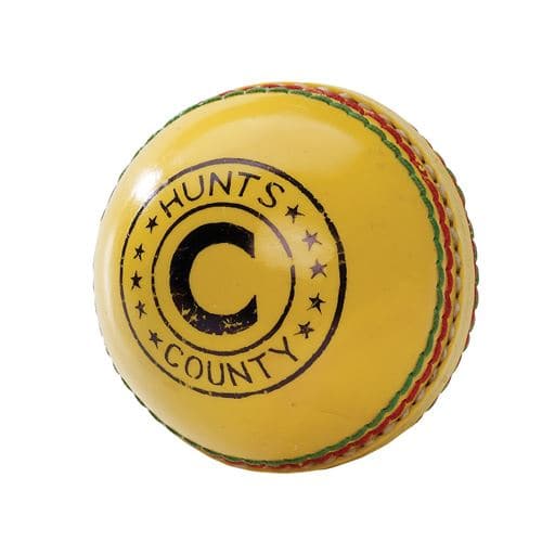 Hunts County Professional Indoor Yellow Cricket Ball - High Visibility for Training & Matches - Perfect for Gym, School, and Club Cricket Practice