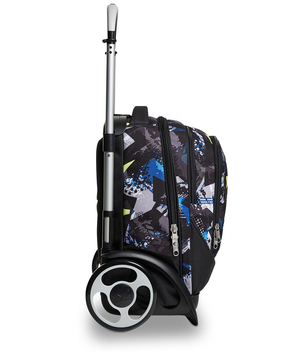 Zaino Trolley 2-Wheel Jet Black Backpack for Travel & School