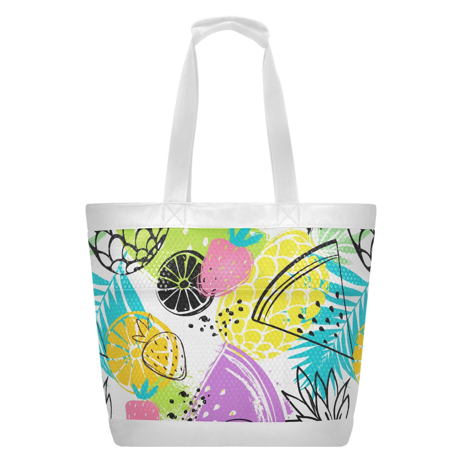 J JOYSAY Large Mesh Beach Tote Bag with Pineapple Design - Water Resistant Gym & Beach Bag for Women | Perfect for Pool Parties, Vacation Travel & Summer Outings