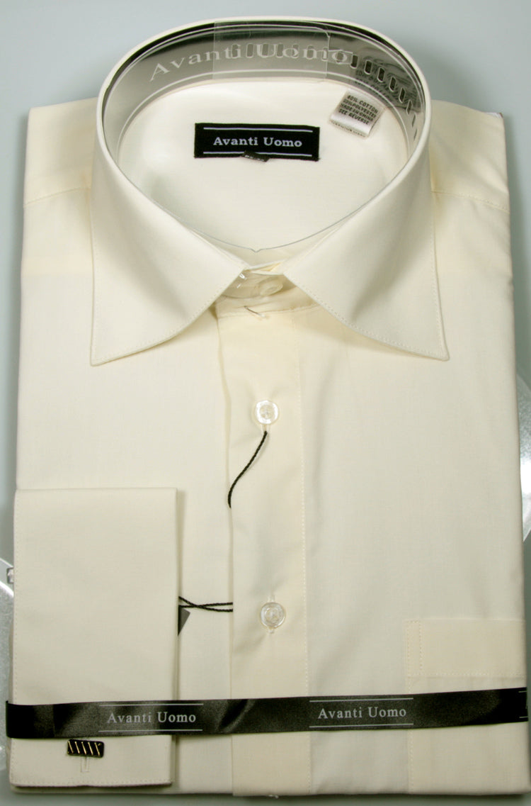 Premium Avanti Uomo French Cuff Dress Shirt DN32M in Ecru - Formal Business Attire & Special Occasion Wear for Men