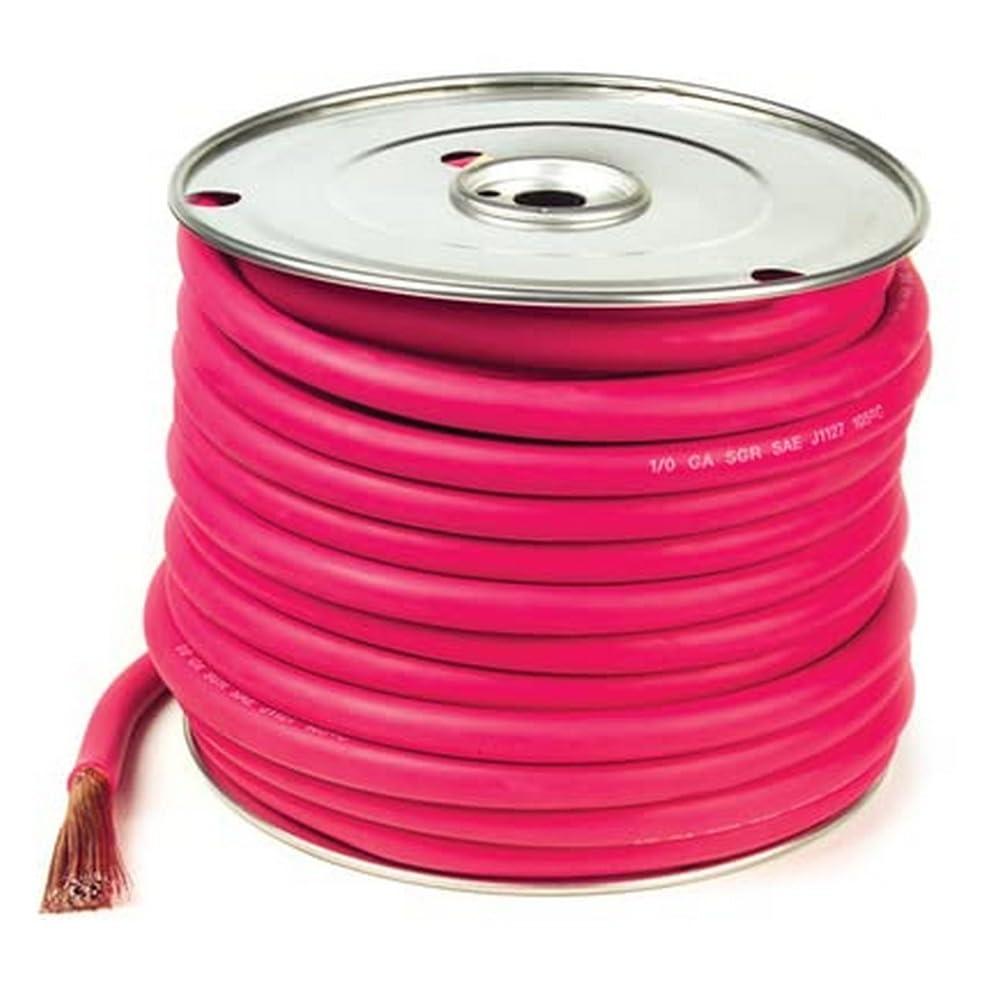 Grote 82-6743 4/0 Gauge Red Battery Cable - 25 Foot Spool for Car, Truck, RV & Marine Electrical Systems - Heavy Duty Power Wire for Automotive & Off-Road Applications