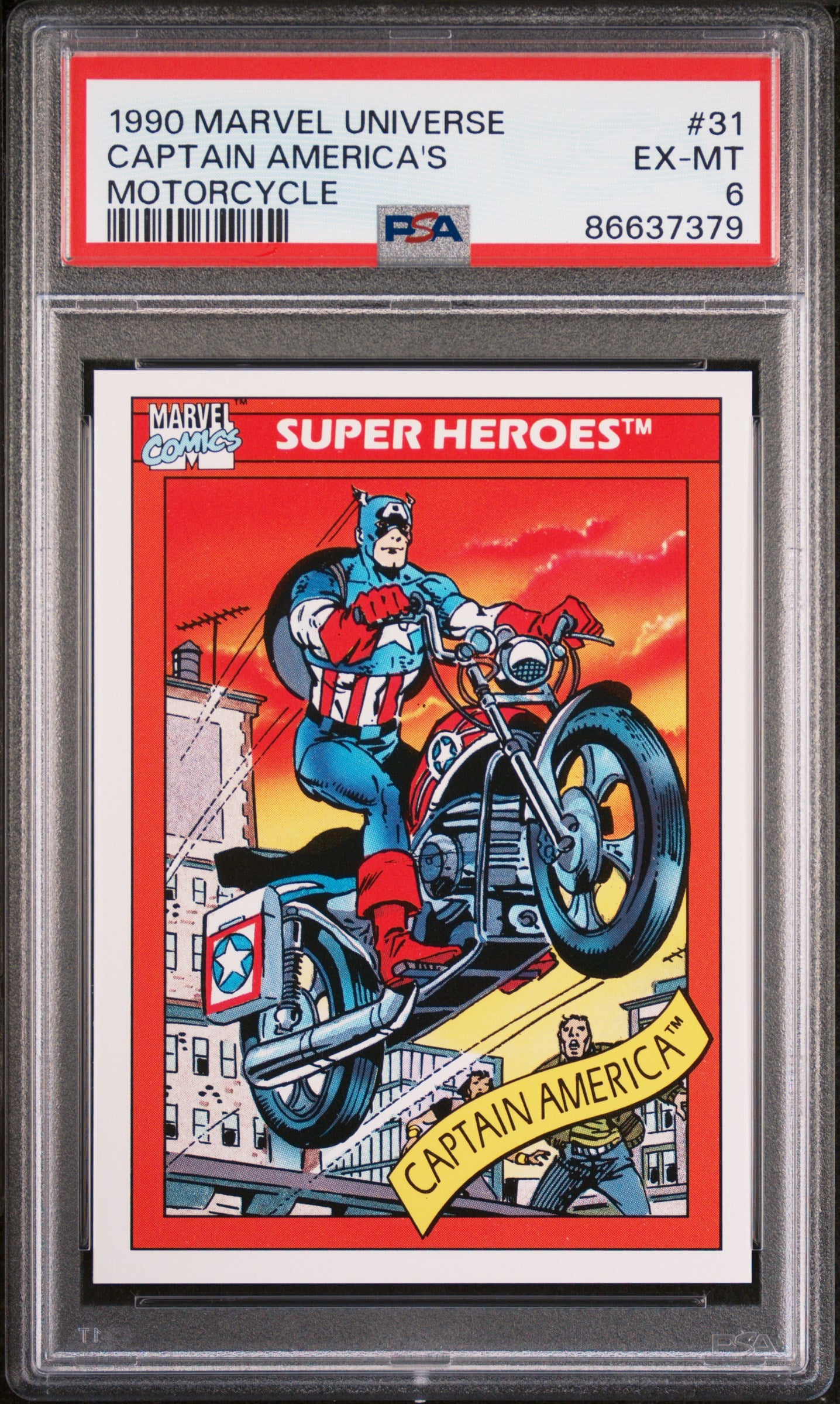 1990 Marvel Universe Captain America's Motorcycle #31 PSA 6 - Vintage Collectible Action Figure for Display & Investment | Perfect for Comic Book Fans & Marvel Collectors