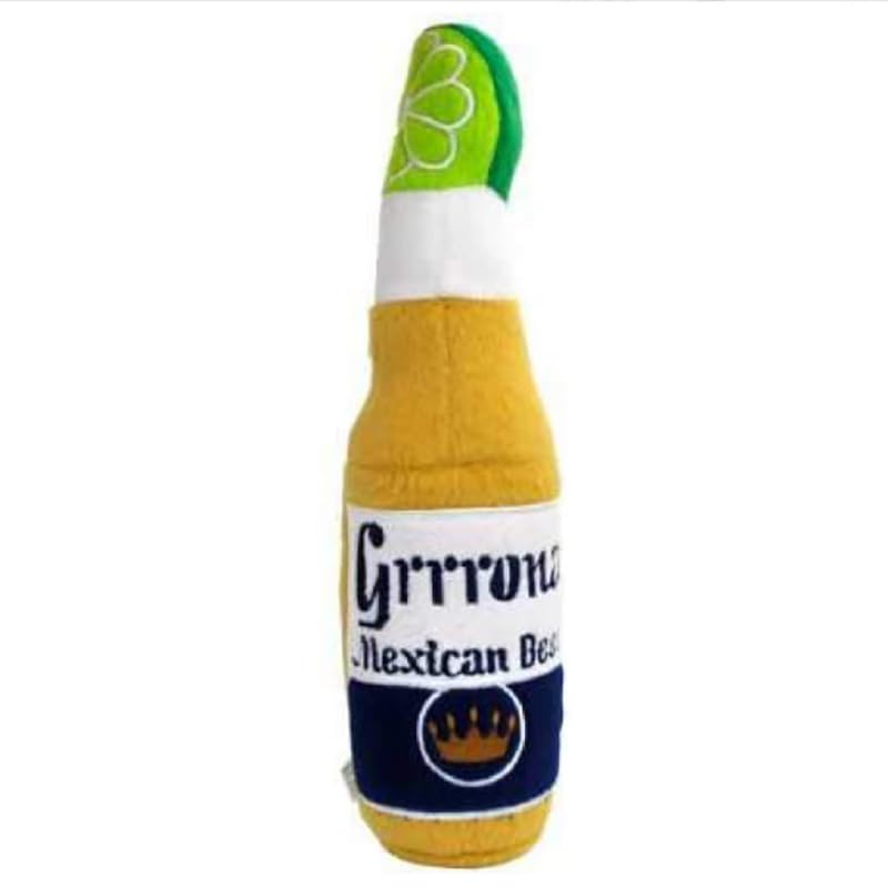 Soft Plush Beer Bottle Dog Toy - Fun Chew Toy for Small & Large Dogs, Perfect Birthday Gift & Holiday Party Favor (Grrrona) - Great for Playtime, Training Rewards & Puppy Teething Relief