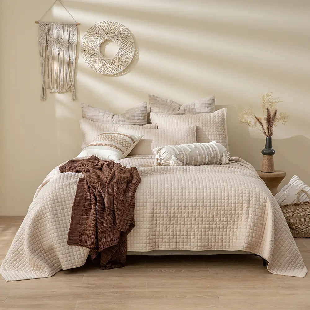 Luxury 3-Piece Cotton Waffle Weave Quilt Set - Soft & Breathable Bedding for All Seasons | Perfect for Master Bedroom, Guest Room & Dorm Decor