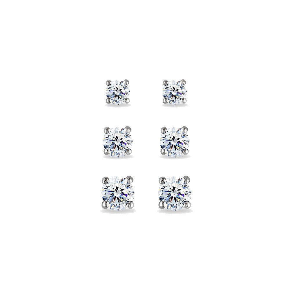 Sterling Silver Crystal Stud Earrings Set - Perfect for Gifts & Parties