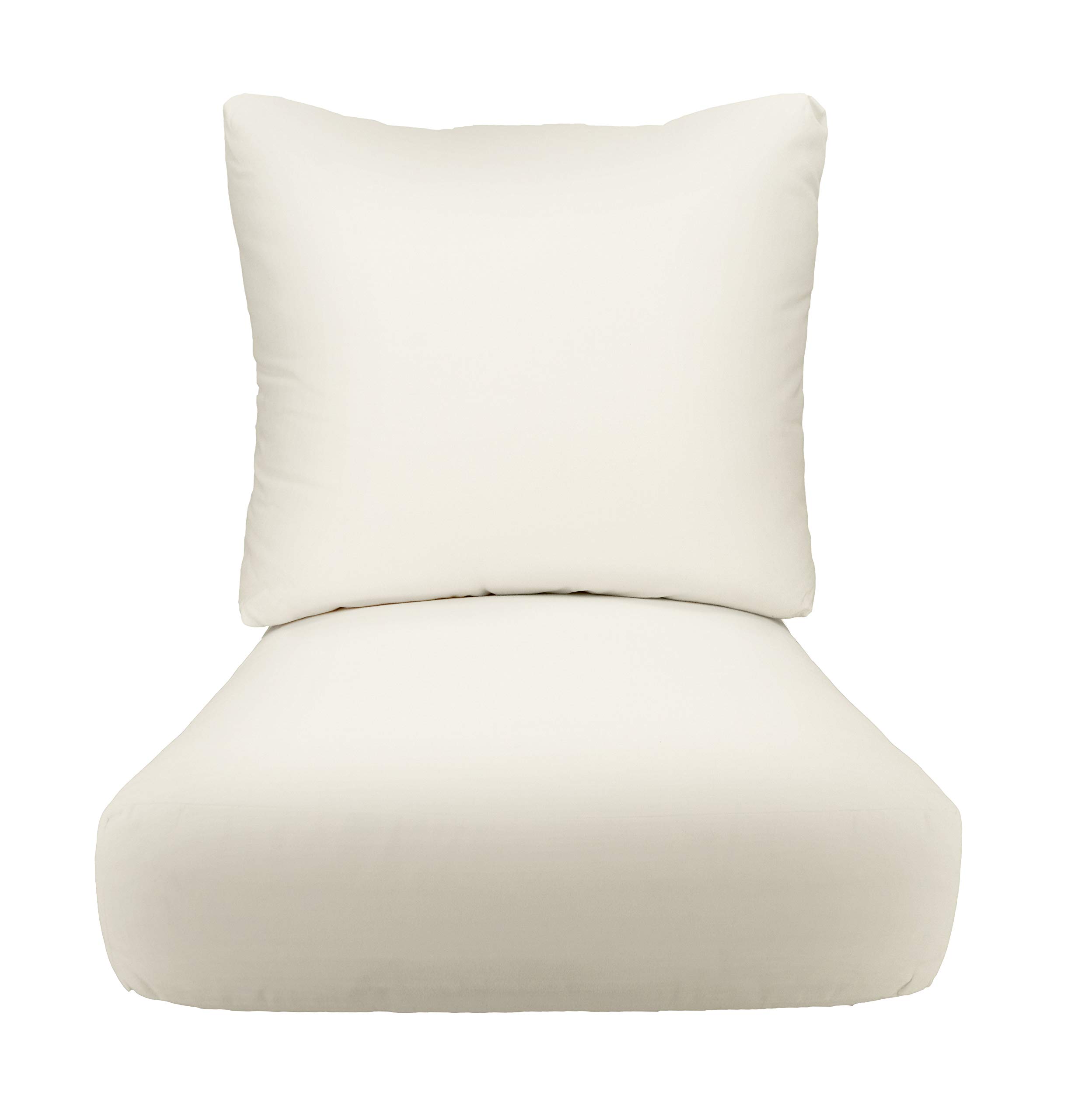 RSH DECOR: Sunbrella Deep Seating Cushion with Pillow Back | 24” x 27” Waterproof & Fade-Resistant Outdoor Chair Cushion Set | Patio Furniture Cushions in Canvas White | Perfect for Poolside Lounging, Garden Chairs & Backyard Relaxation