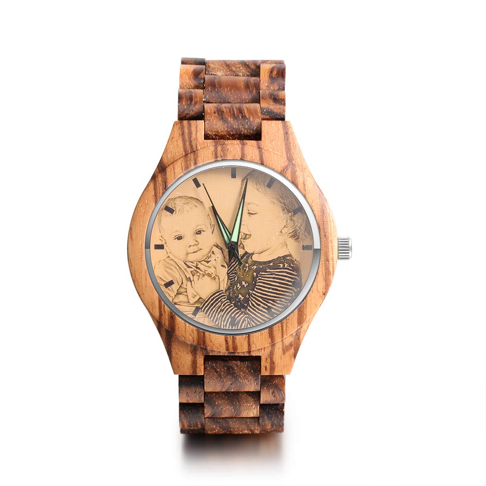 Personalized Wooden Photo Watch for Men & Women - Custom Engraved Gift for Birthday, Anniversary - Adjustable Wristband - Perfect for Couples, Boyfriend & Girlfriend Gifts - Ideal for Everyday Wear, Special Occasions & Romantic Presents