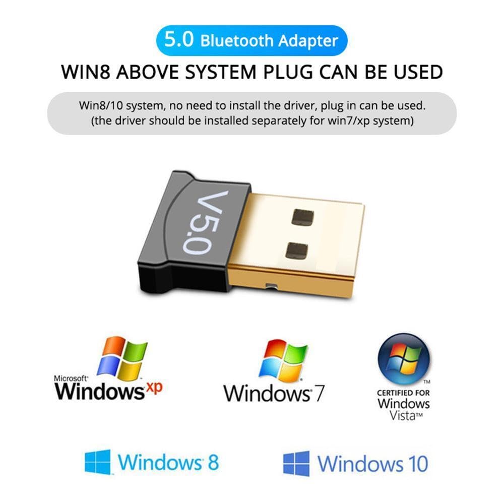 USB Car Bluetooth 5.0 Adapter - Wireless Mini Dongle Transmitter for PC, Laptop, Headset, Speaker, Keyboard, Mouse & Printer - Plug & Play with Windows 10/11 Support - Perfect for Hands-Free Calling & Wireless Audio in Car or Office