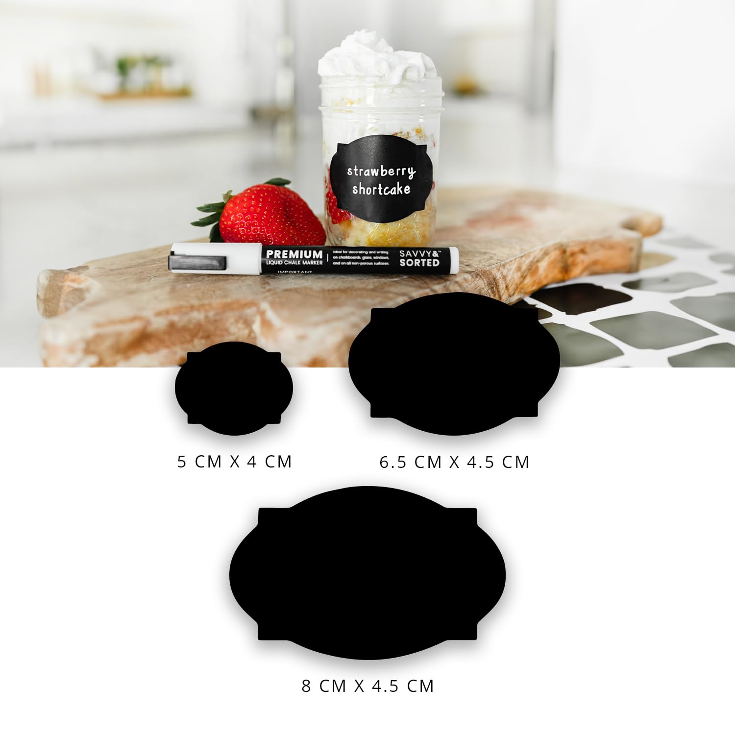 96 Pack Chalkboard Labels for Storage Bins & Jars - Removable Chalkboard Stickers with Chalk Marker - Organize Containers, Pantry, Spice Jars & Glass Bottles - Perfect for Home, Office & Classroom Organization