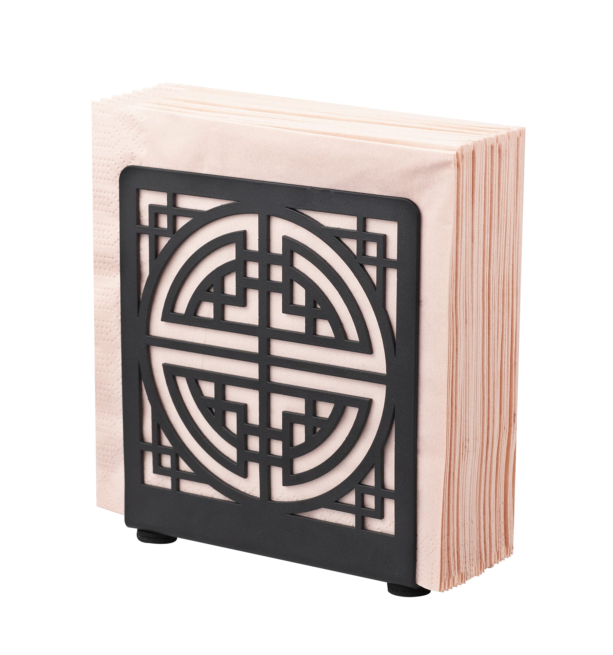 Ukwell Black Metal Napkin Holder - Modern Latticework Design Upright Tissue Dispenser for Dining Table, Home Coffee Bar, Restaurant & Picnic - Perfect for Kitchen, Office, and Party Decor (Grille 1)