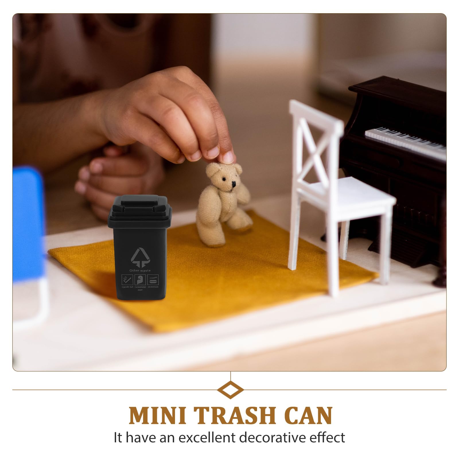 STOBOK 5Pcs Mini Trash Can Toys - 1:12 Scale Miniature Garbage Cans with Open Lids, Small Dollhouse Accessories for Kids & Toddlers - Perfect for Dollhouse Life Scenes, School Projects & Collectible Displays