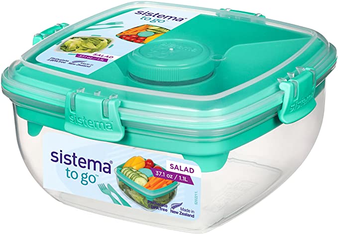 1.1L Salad To Go Container - BPA Free Leak Proof Lunch Box for Fresh Greens, Meal Prep & On-the-Go Eating - Perfect for Office, School, Picnics & Travel