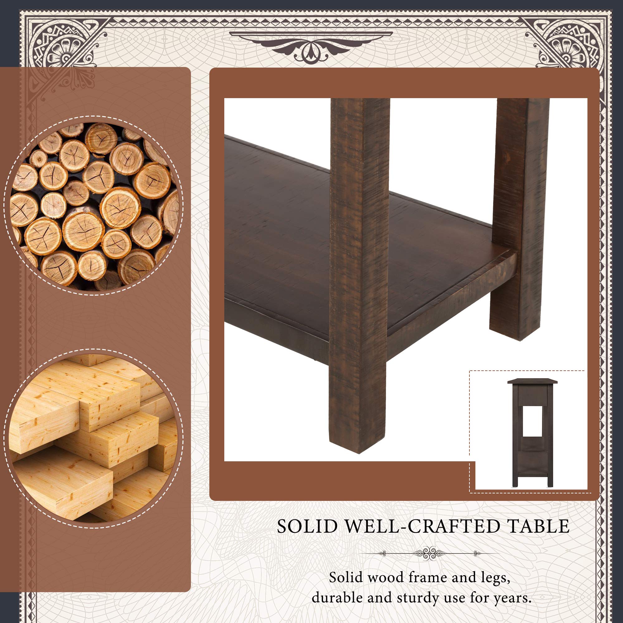 Rustic Console Table with Drawer & Shelf - Brushed Texture Sofa Table for Entryway, Living Room & Dining Room - Blue | Perfect for Small Spaces & Home Decor