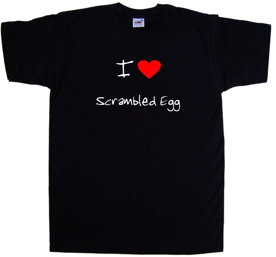 I Love Heart Scrambled Egg Black T-Shirt - Cute Graphic Tee for Women & Men - Perfect for Casual Wear, Date Nights & Gifts