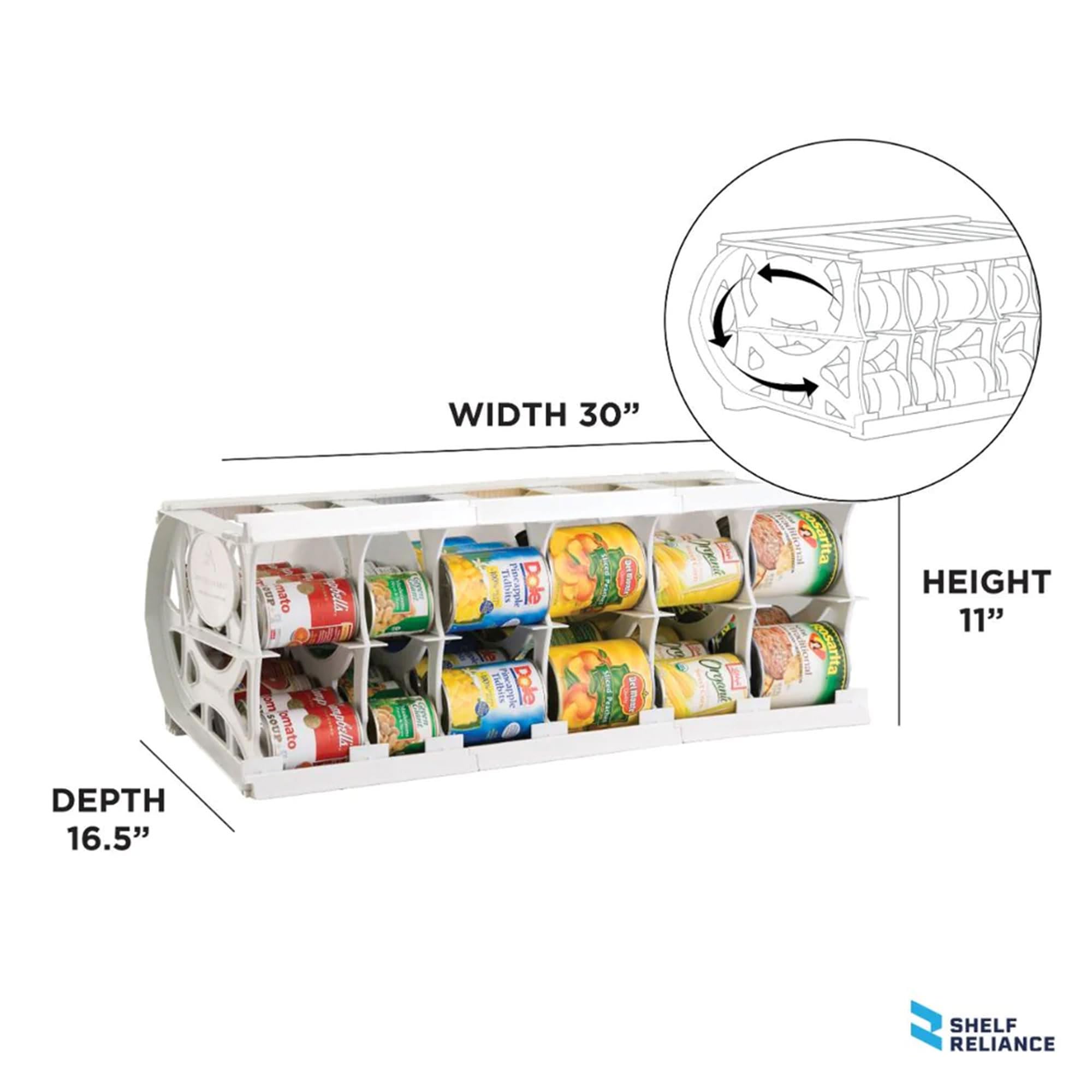 Stackable 2-Pack Can Organizer for Pantry Storage - Holds 60 Cans of Food or Soda - Perfect for Kitchen Organization & Emergency Food Storage