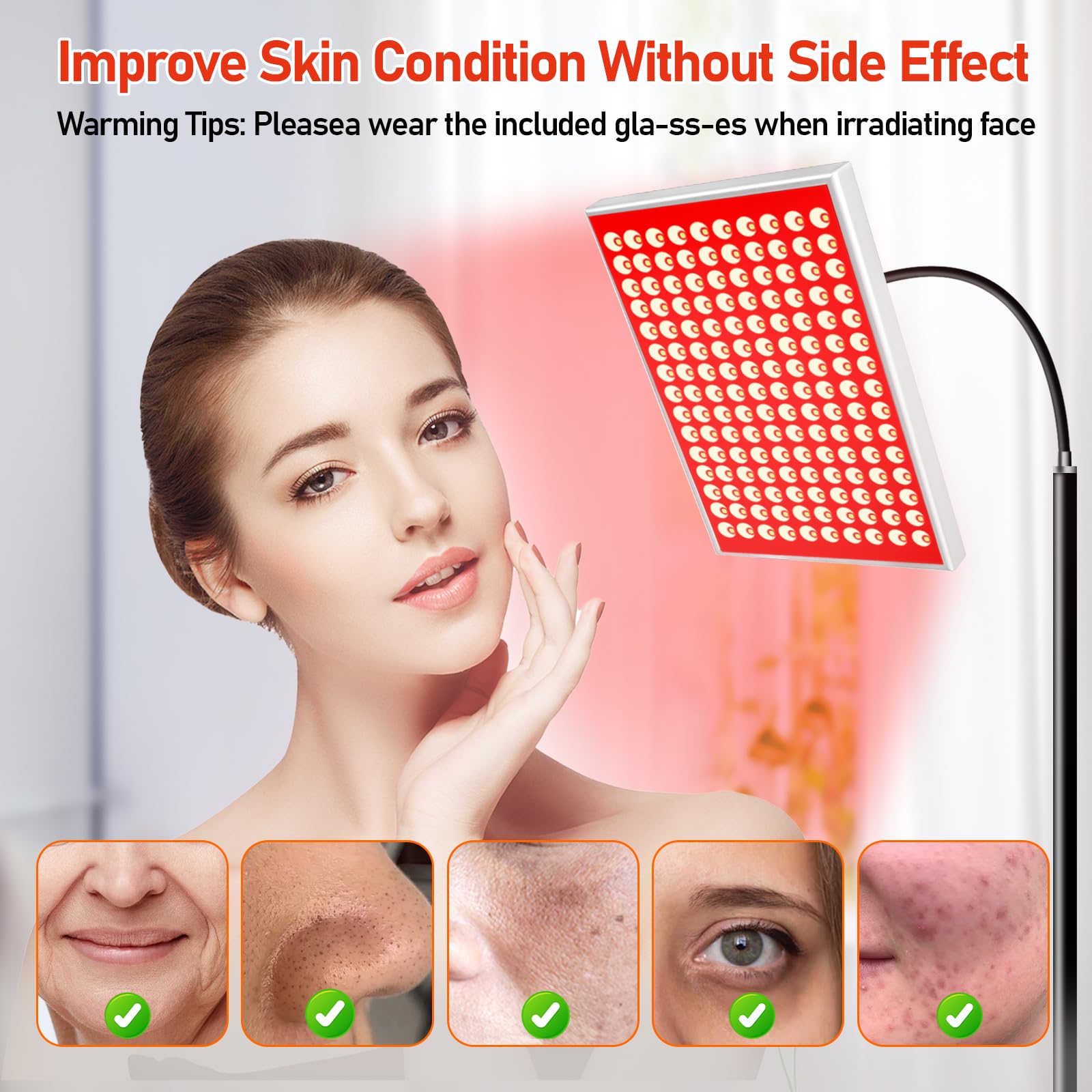 Red Light Therapy Lamp 660nm & 850nm Near Infrared - Adjustable LED Panel for Skin Care, Muscle Recovery & Pain Relief - Clinical Grade Home Device for Face, Back & Joint Pain Treatment - Perfect for Home Spa, Anti-Aging & Post-Workout Recovery