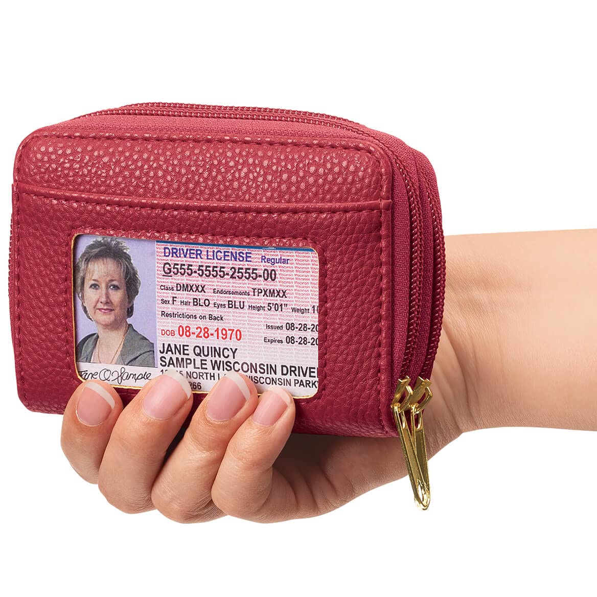 RFID Blocking Zip Around Wallet for Men & Women - Secure Travel & Everyday Use - Anti-Theft Credit Card Holder (Red)