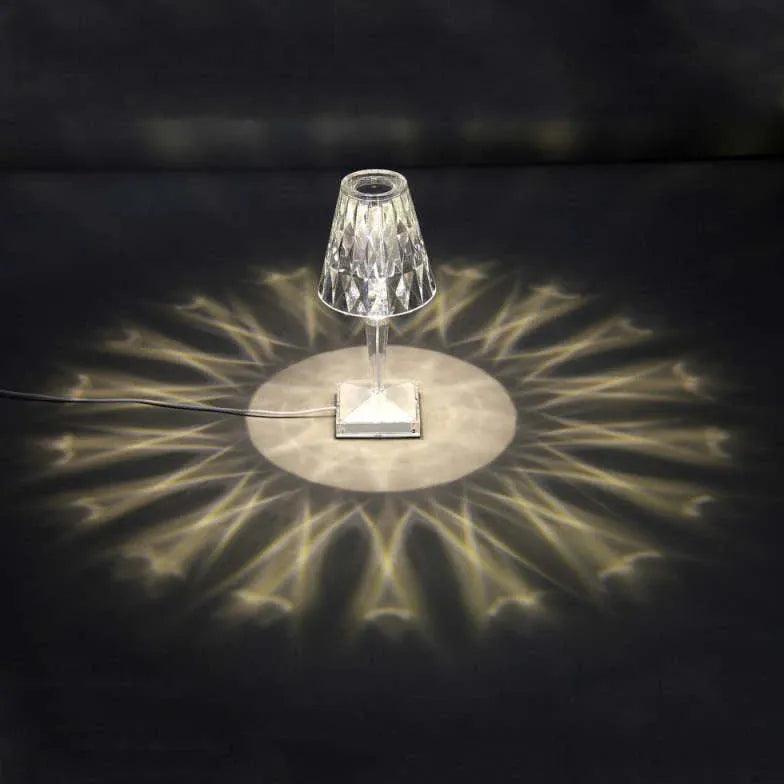 Crystal Clear Ambient Table Lamp - Modern LED Night Light for Bedroom, Living Room, and Office Decor