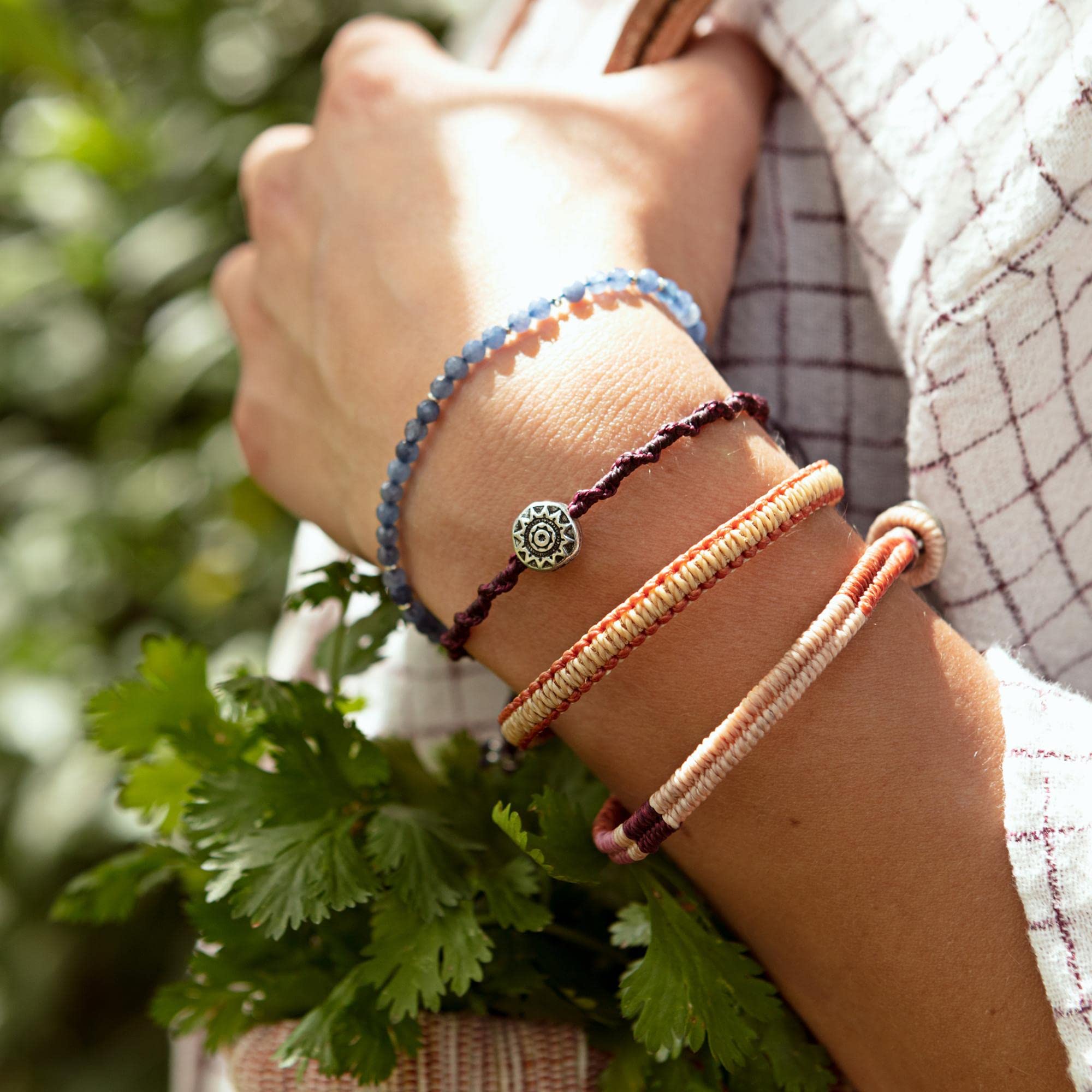 Handmade Boho Friendship Bracelets Set of 3 for Women & Men - Artisan Crafted Waterproof Waxed Thread with Glass Beads - Adjustable Sliding Button Closure | Perfect for Gifts, Festivals, and Everyday Boho Style Accessories