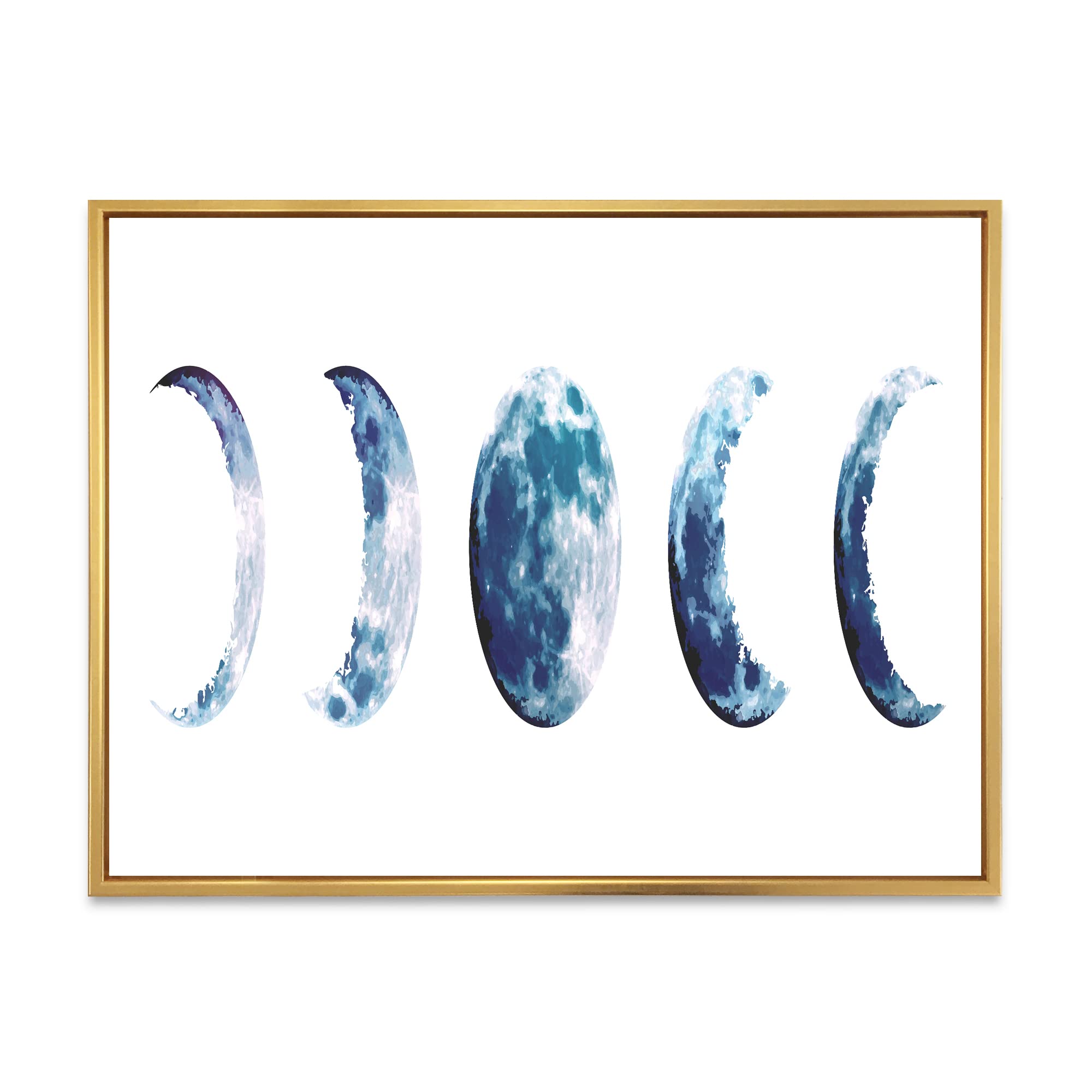 Bohemian Moon Phases Wall Art - Magic Blue Framed Canvas Print for Home & Office Decor | Perfect for Living Room, Bedroom, or Gift