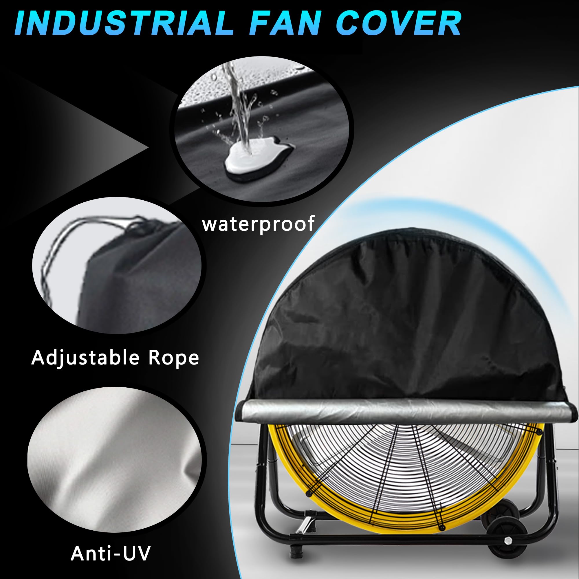 24 Inch Heavy Duty Industrial Drum Fan - 8800 CFM High Velocity Air Circulation with 3 Speed Settings | Commercial & Residential Use for Warehouse, Workshop, Factory, Greenhouse & Home Cooling