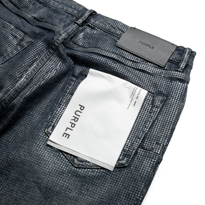 Purple Brand Low Rise Skinny Jeans for Women - Dark Indigo Wash with Tiled Overlay Design | Perfect for Casual Outings and Night Out Looks