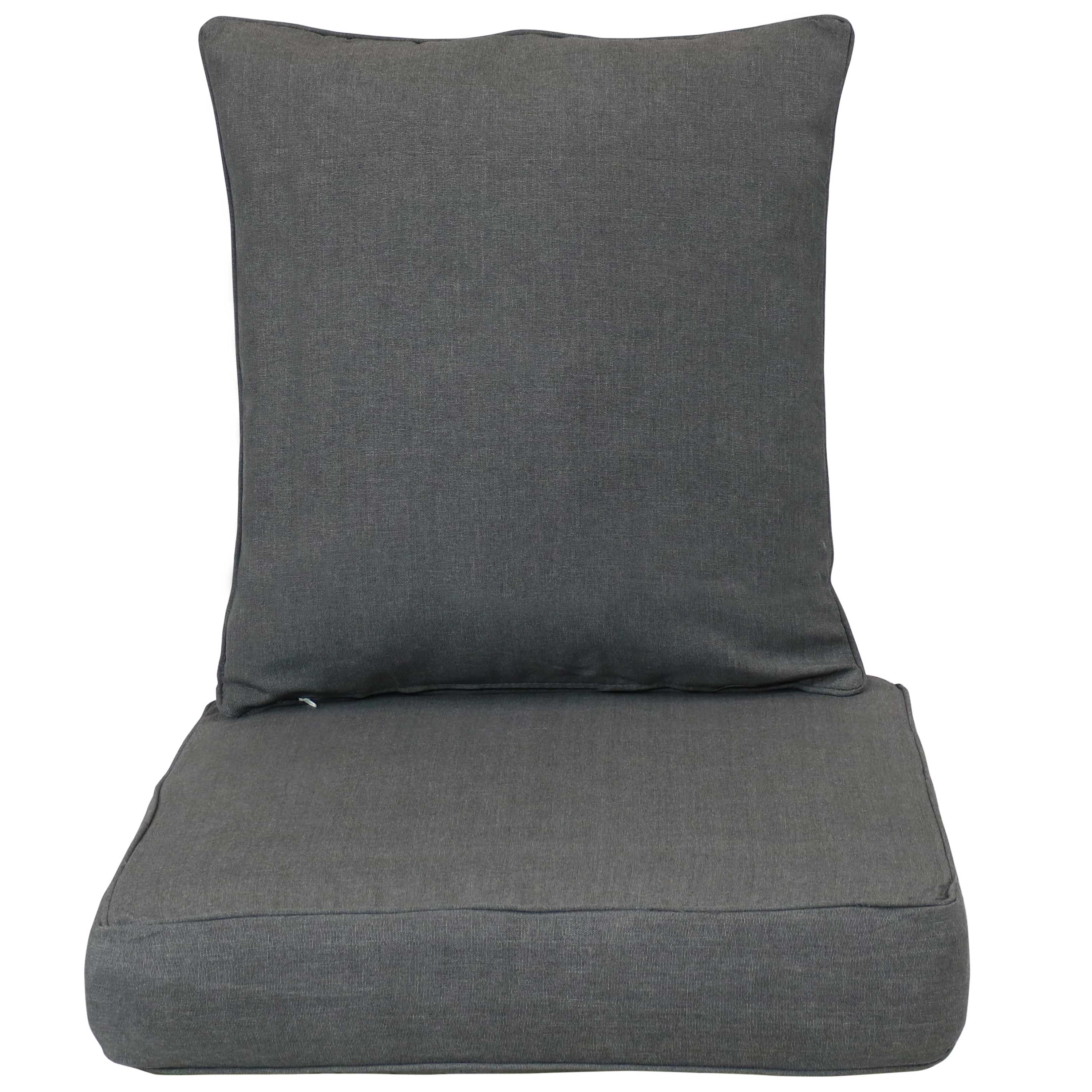 Sunnydaze Deep Seat Cushion Set - Outdoor Patio Furniture Cushions with Back & Seat Pillows for Garden, Deck, Poolside & Porch Relaxation