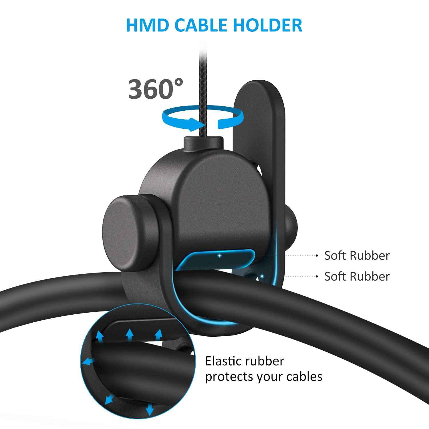 KIWI Design VR Cable Management System for Oculus Quest 2 - Anti-Tangle VR Accessories with Fitness Facial Interface - Perfect for VR Gaming, Workouts & Immersive Experiences