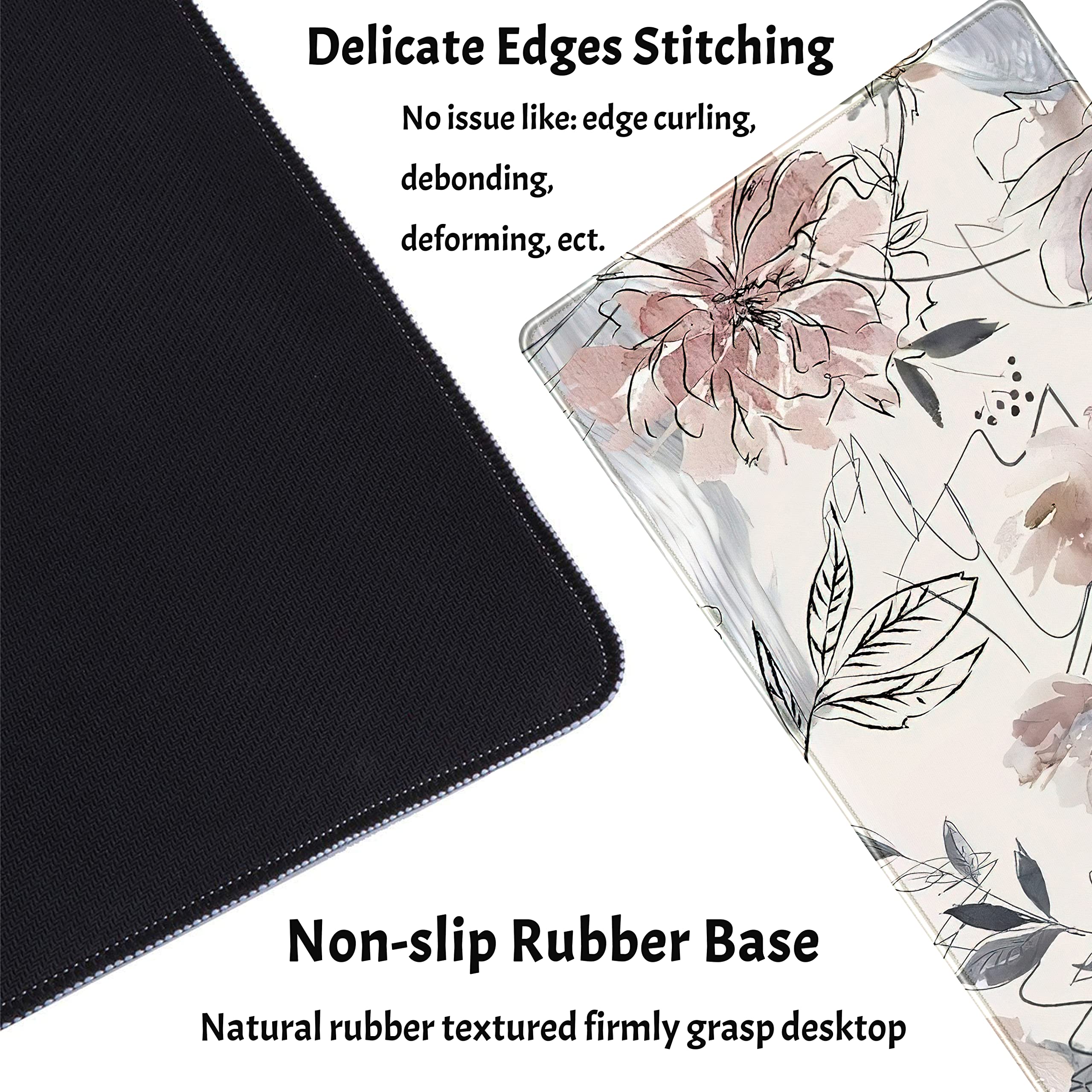 Abstract Hand-Painted Floral Extended Gaming Mouse Pad (31.5x15.75 Inch) - Non-Slip Rubber Base with Stitched Edges for Office & PC Gaming | Large Desk Mat for Keyboard & Mouse | Perfect for Workstations, Streaming Setups & Home Offices