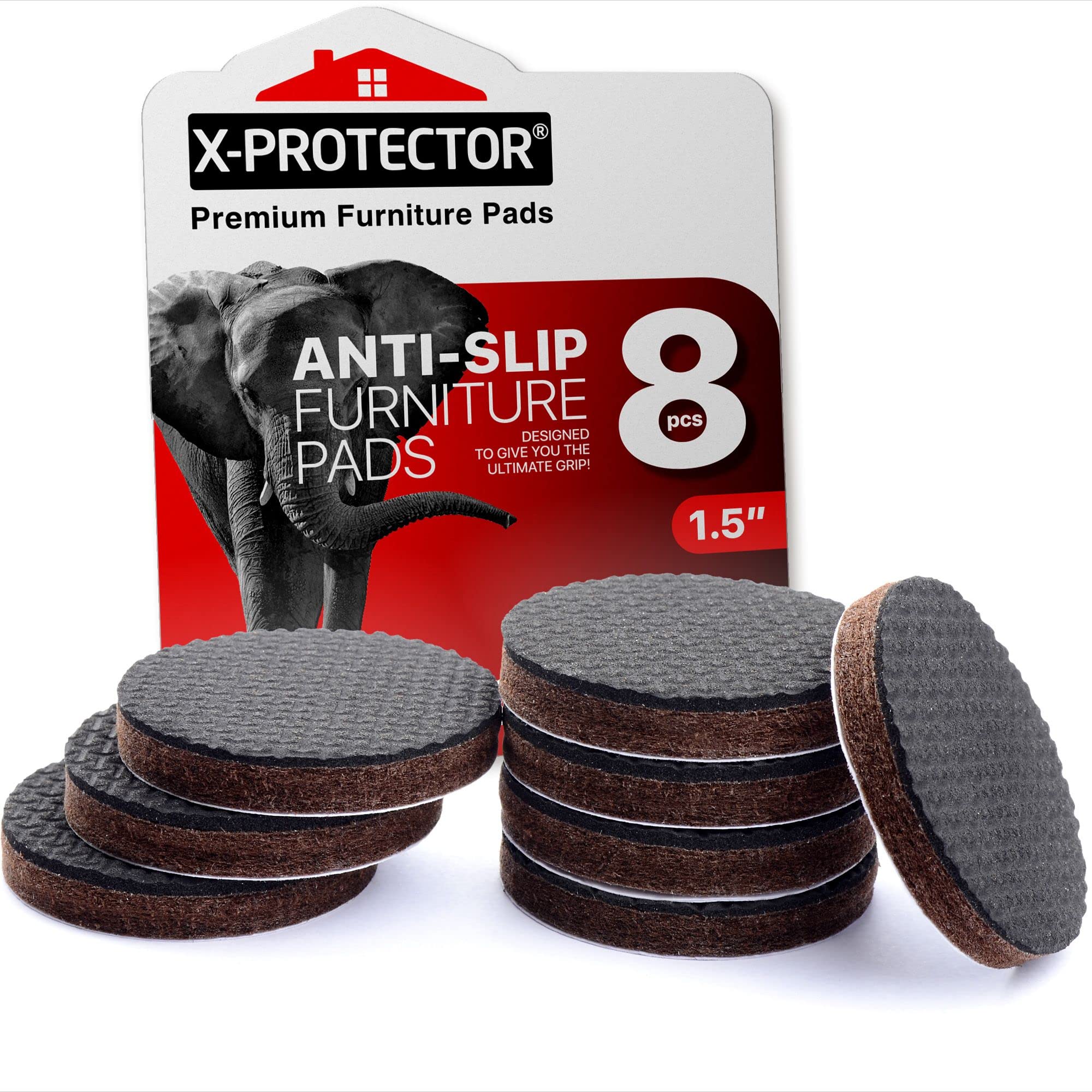 X-PROTECTOR Non-Slip Furniture Pads - 8 Pack Premium 1.5