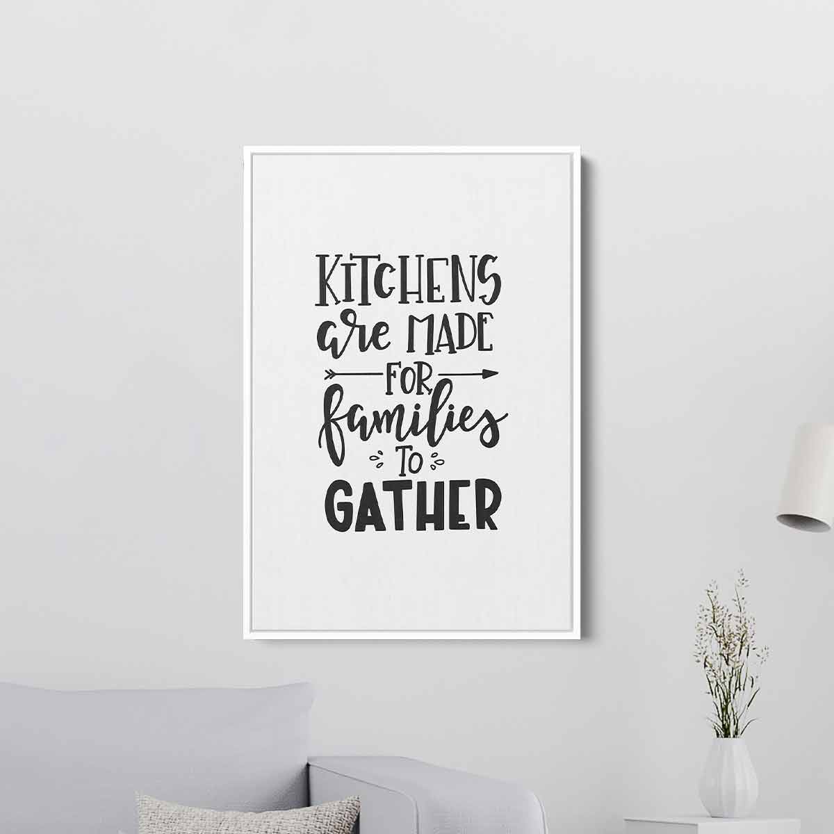 White Kitchens Wall Art Canvas - Perfect for Family Gatherings & Home Decor - 48 Inch Framed Print for Dining Room & Kitchen Decor