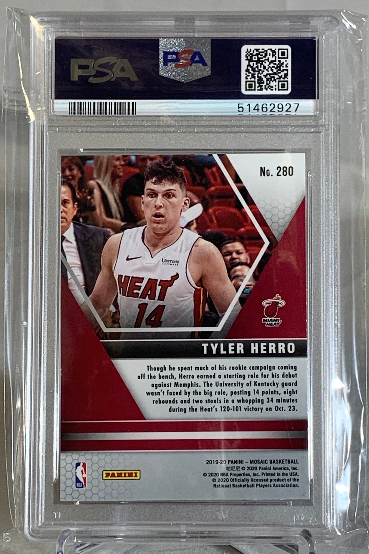 2019-20 Panini Mosaic Tyler Herro Rookie Card #51462927 PSA GEM MNT 10 - Miami Heat NBA Basketball Trading Card for Collectors & Investors | Perfect for Display, Gifts & Memorabilia Collections
