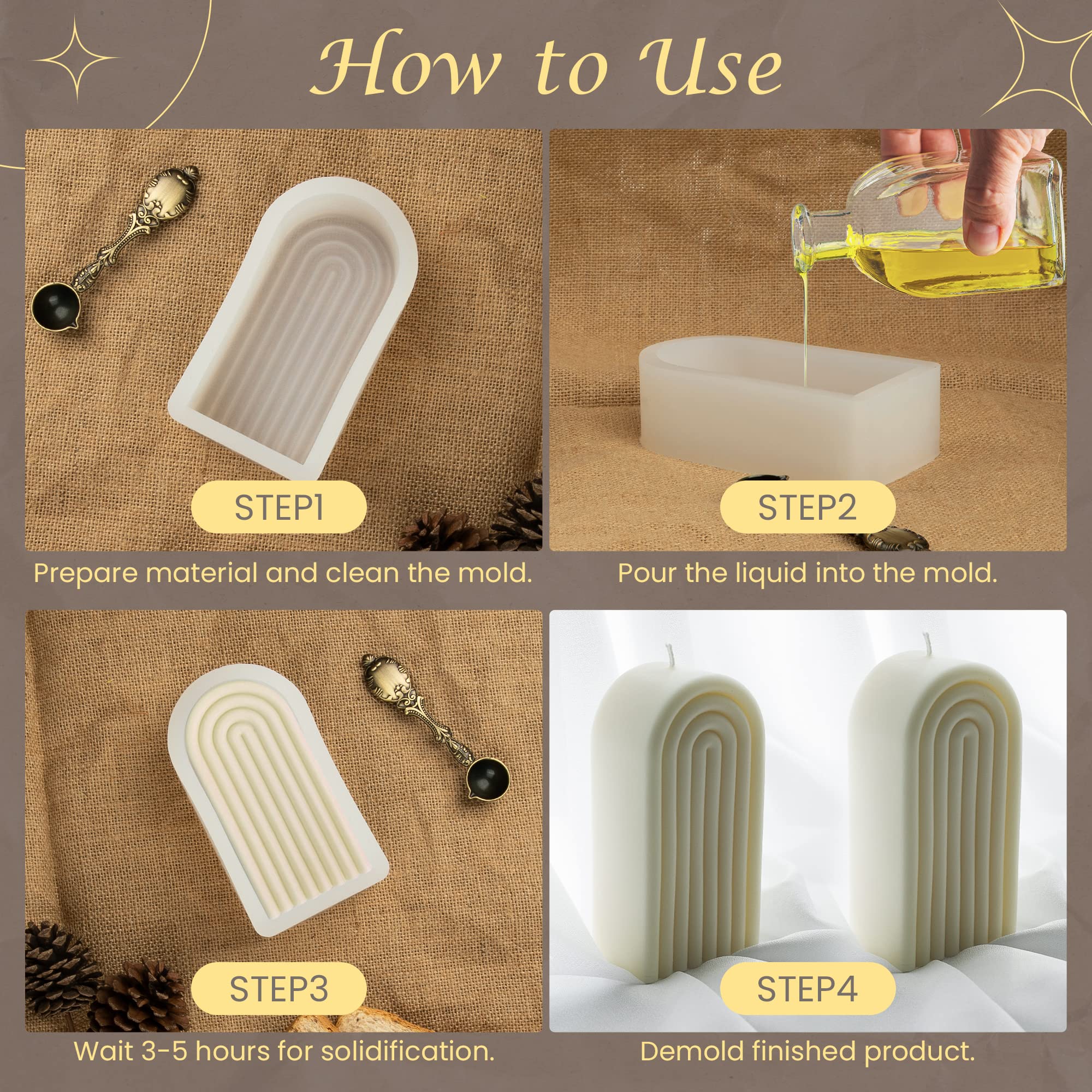 RONRONS Silicone Candle Molds for Candle Making - Christmas Pillar Candle Molds, Reusable & Flexible Candle Soap Molds for DIY, Home Decor, Gifts, Wedding & Holiday Crafts