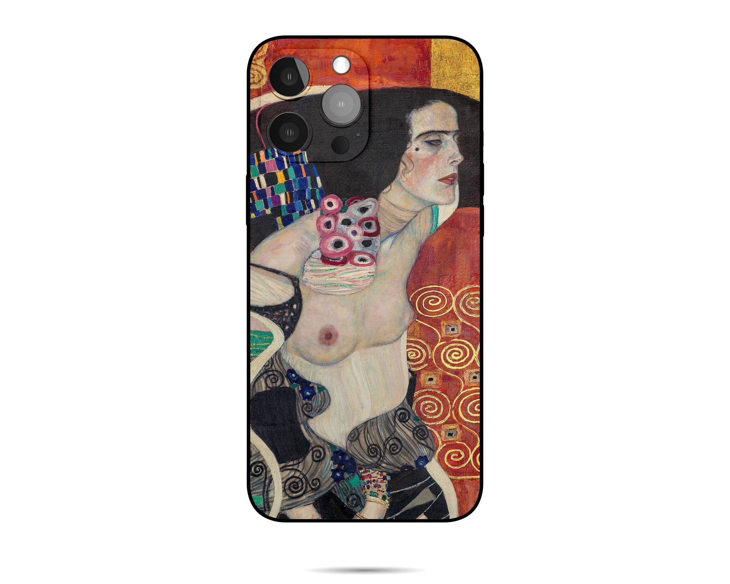 Premium iPhone 14 Pro Case Featuring Gustav Klimt's Judith II Salome Painting - Also Compatible with iPhone 13 & 7 Plus - Aesthetic Protective Phone Cover for Art Lovers - Perfect for Daily Use, Travel & Gift Giving