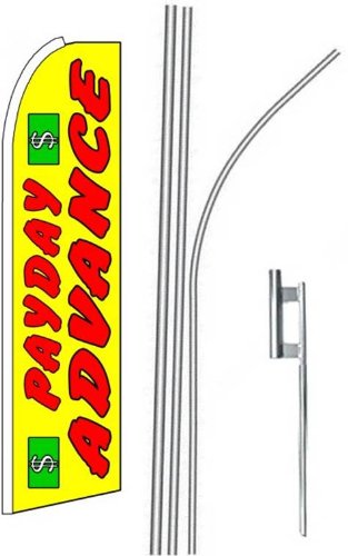 3 Pack PAYDAY ADVANCE 15ft Swooper Feather Flags Kit - #4 Vibrant Advertising Flags for Car Dealerships, Grand Openings & Outdoor Events
