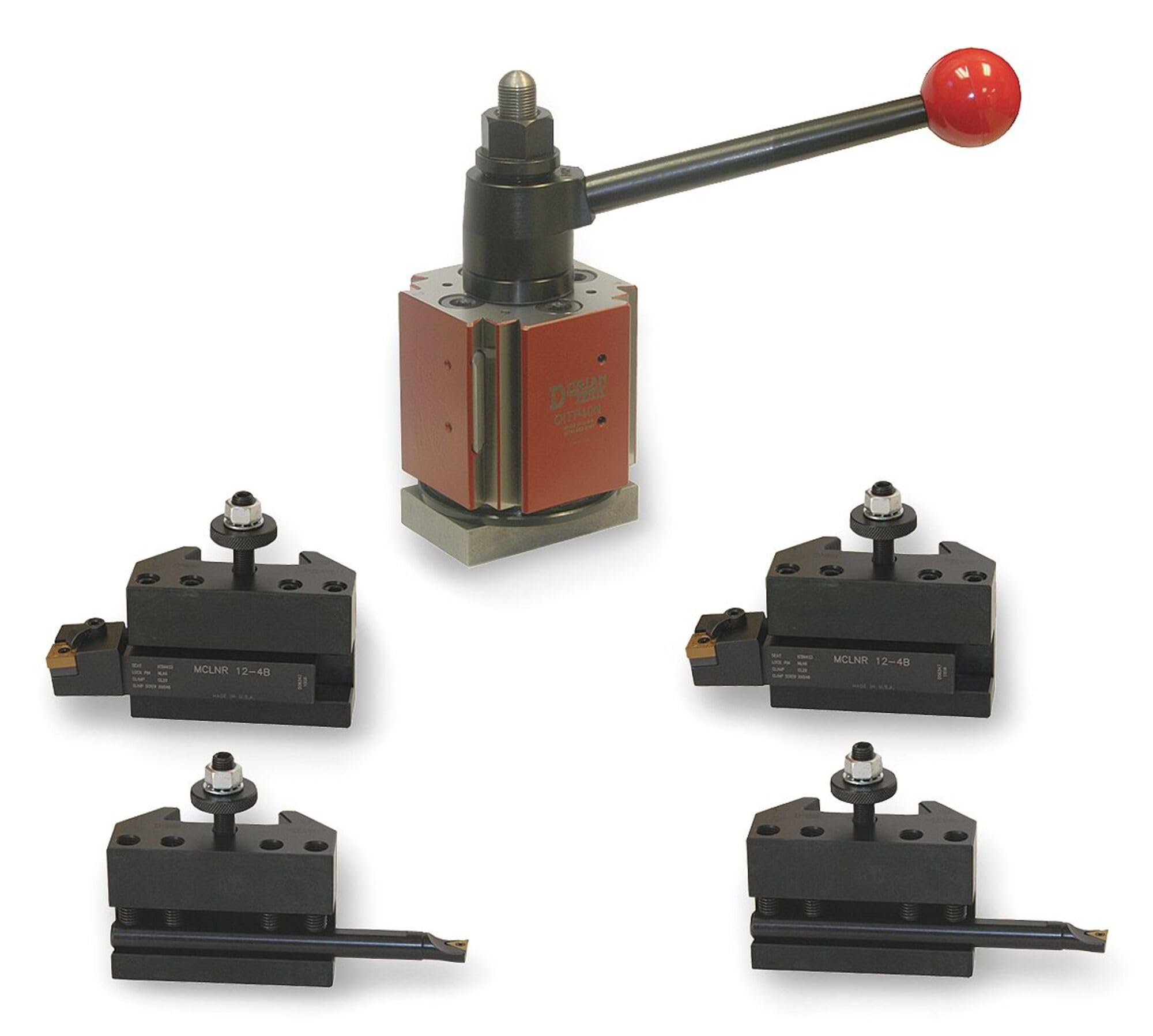 Dorian Tool QITP60N-TS 5-Piece Tool Post Holder Set for Lathe Machines - Perfect for Metalworking, Turning, and Machining Operations
