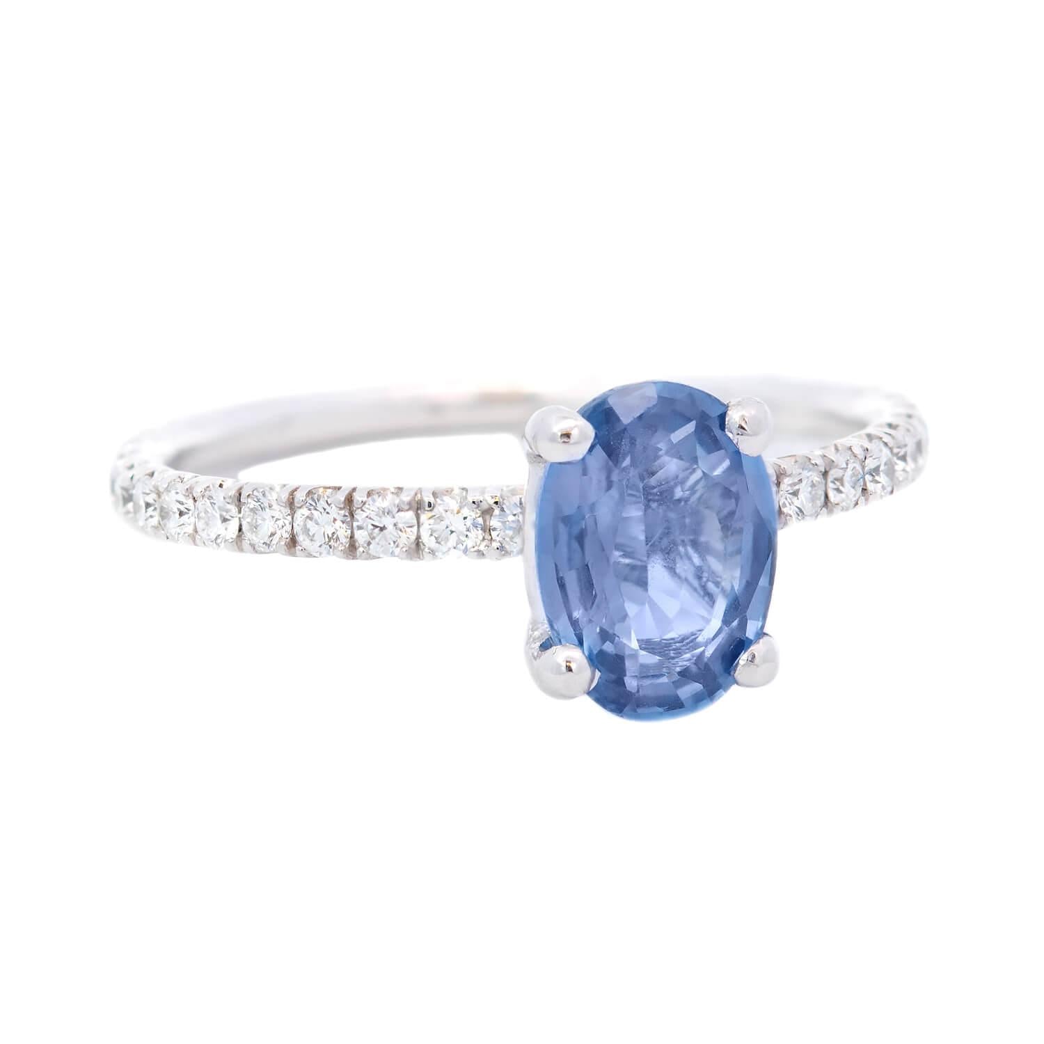 18K White Gold Sapphire & Diamond Engagement Ring for Women - Elegant Wedding, Proposal, Anniversary Gift - Perfect for Romantic Occasions